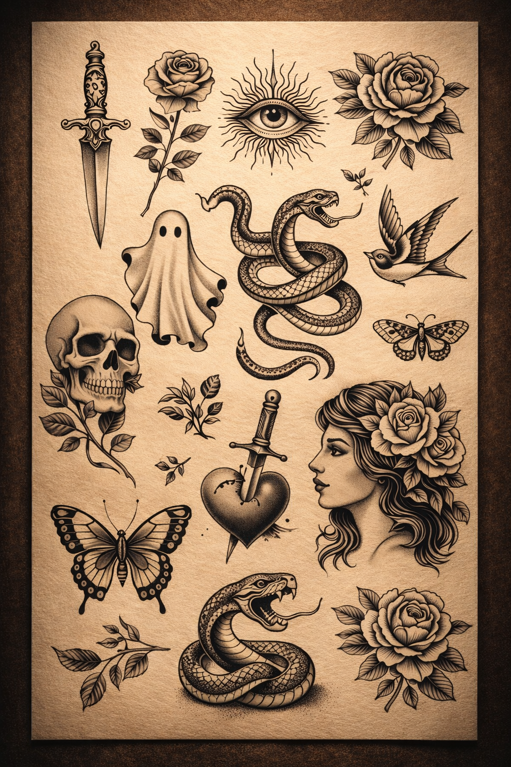 Exemples de flashs du Studio Pick Tattoo, vos tatoueurs à Lyon